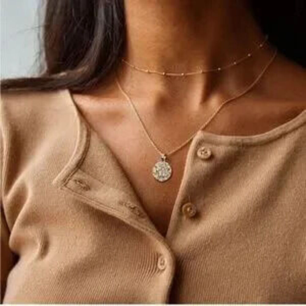 Gold 14k Gold Plated Cubic Zirconia Disc Necklace